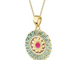 Złota zawieszka z emalią - rozeta