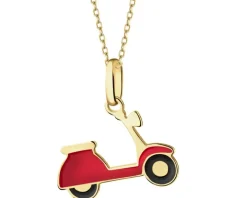 Złota zawieszka z emalią - skuter