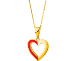 Złota zawieszka z emalią - serce