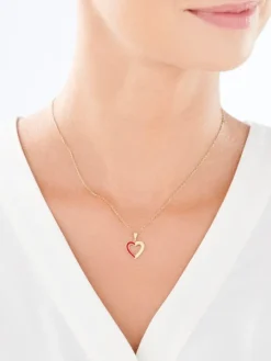 Złota zawieszka z emalią - serce