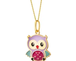Złota zawieszka z emalią - sowa