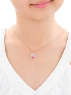 Złota zawieszka z emalią - sowa