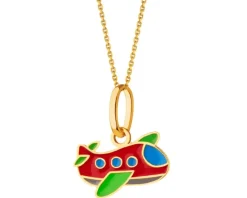 Złota zawieszka z emalią - samolot