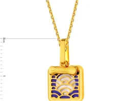 Złota zawieszka z emalią i masą perłową