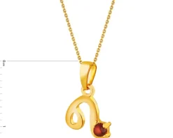 Złota zawieszka z granatem - Lew