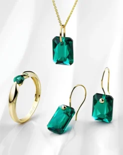 Złota zawieszka z kryształem syntetycznym