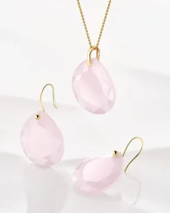 Złota zawieszka z kwarcem