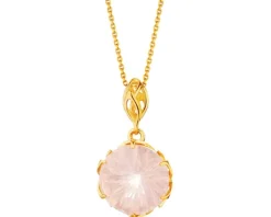 Złota zawieszka z kwarcem