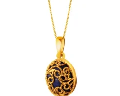 Złota zawieszka z lapisem