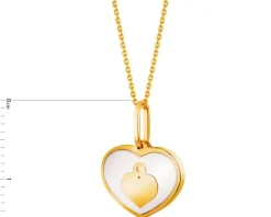 Złota zawieszka z masą perłową - serca