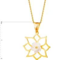 Złota zawieszka z masą perłową - kwiat