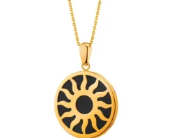 Złota zawieszka z onyksem - Słońce