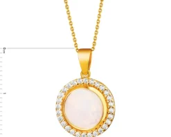 Złota zawieszka z opalem i cyrkoniami