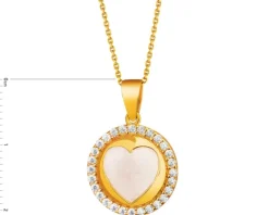 Złota zawieszka z opalem i cyrkoniami - serce