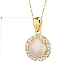 Złota zawieszka z opalitem i cyrkoniami