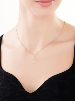 Złota zawieszka z perłą - kot