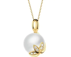 Złota zawieszka z perłą - kwiat lotosu