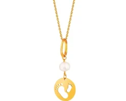 Złota zawieszka z perłą - stópki