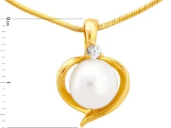 Złota zawieszka z perłą i cyrkonią