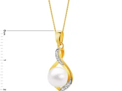 Złota zawieszka z perłą i cyrkoniami