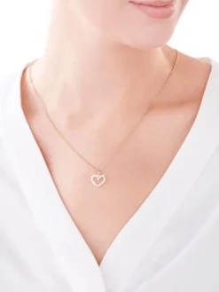 Złota zawieszka z perłami - serce