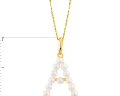 Złota zawieszka z perłami -  litera A