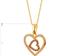 Złota zawieszka z rubinami syntetycznymi  i cyrkoniami - serca