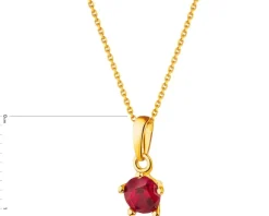 Złota zawieszka z rubinem syntetycznym