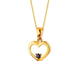 Złota zawieszka z szafirem syntetycznym  - serce