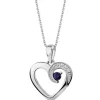 Złota zawieszka z szafirem syntetycznym i cyrkoniami - serce