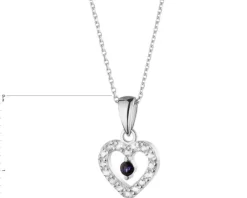 Złota zawieszka z szafirem syntetycznym i cyrkoniami - serce