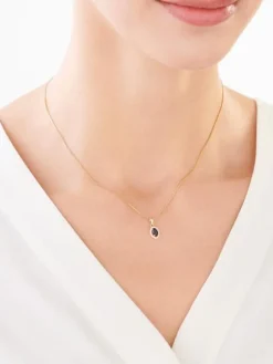 Złota zawieszka z szafirem syntetycznym i cyrkoniami