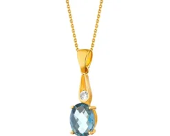 Złota zawieszka z topazem syntetycznym i cyrkonią