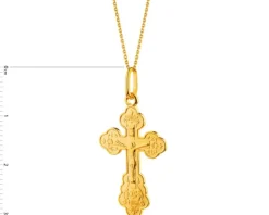 Złota zawieszka z wizerunkiem Chrystusa - krzyż