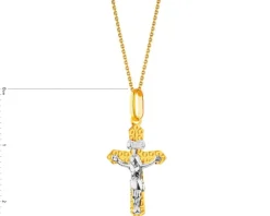 Złota zawieszka z wizerunkiem Chrystusa - krzyż