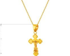Złota zawieszka z wizerunkiem Chrystusa - krzyż