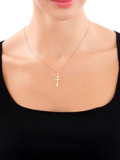 Złota zawieszka z wizerunkiem Chrystusa - krzyż