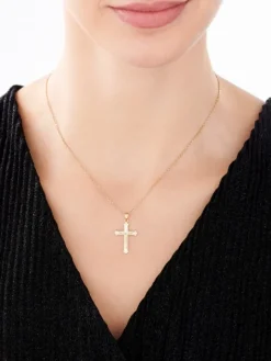 Złota zawieszka z wizerunkiem Chrystusa - krzyż