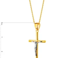 Złota zawieszka z wizerunkiem Chrystusa - krzyż