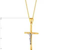 Złota zawieszka z wizerunkiem Chrystusa - krzyż