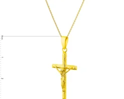 Złota zawieszka z wizerunkiem Chrystusa - krzyż