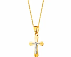Złota zawieszka z wizerunkiem Chrystusa - krzyż