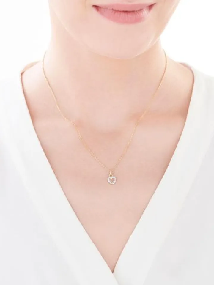 Złota zawieszka ze szkłem szlifowanym - serce