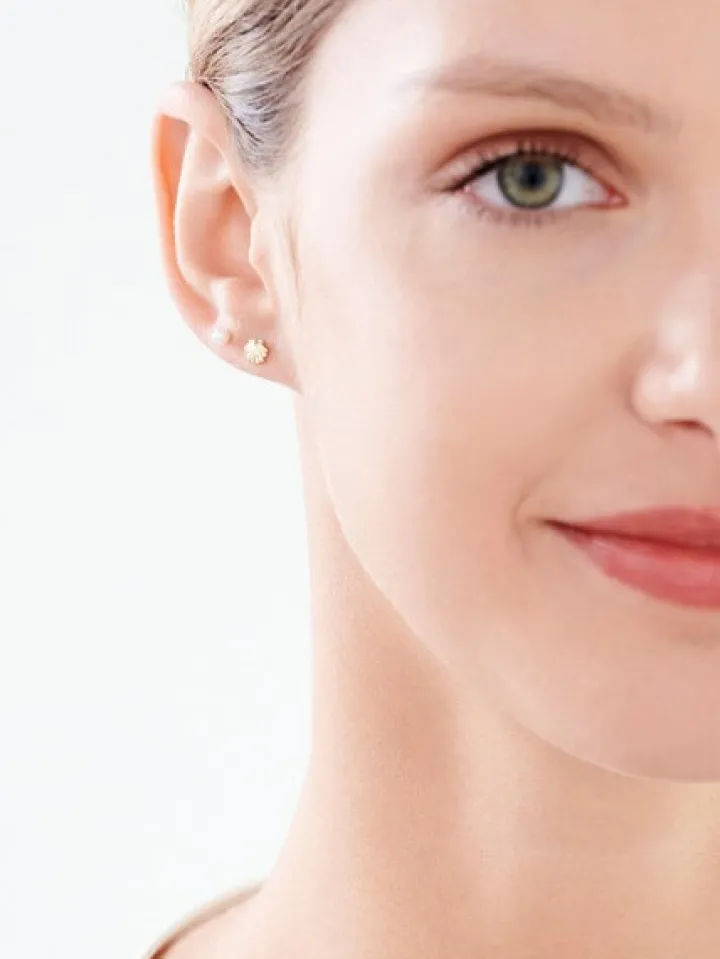 Złote kolczyki - perła, muszla