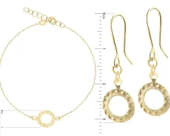 Złote kolczyki i bransoletka - komplet - koła