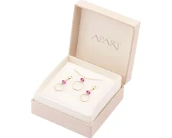 Złote kolczyki i naszyjnik z cyrkoniami - komplet - koła