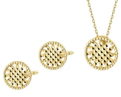 Złote kolczyki i zawieszka - komplet - kwiaty