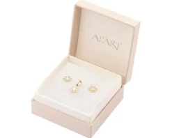 Złote kolczyki i zawieszka - komplet - kwiaty