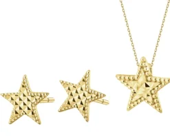 Złote kolczyki i zawieszka - komplet - gwiazdy