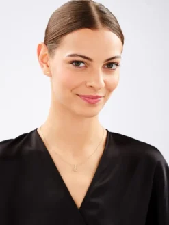 Złote kolczyki i zawieszka z cyrkoniami - komplet - kwiaty lotosu